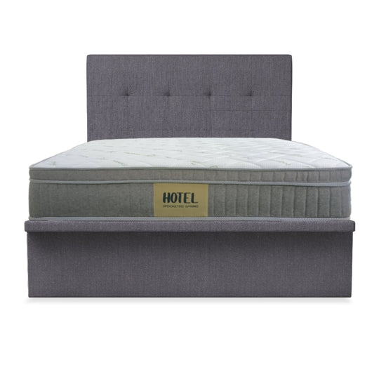Alice Fabric Storage Bed Set With Hotel Pocketed Spring Mattress 10 Inch