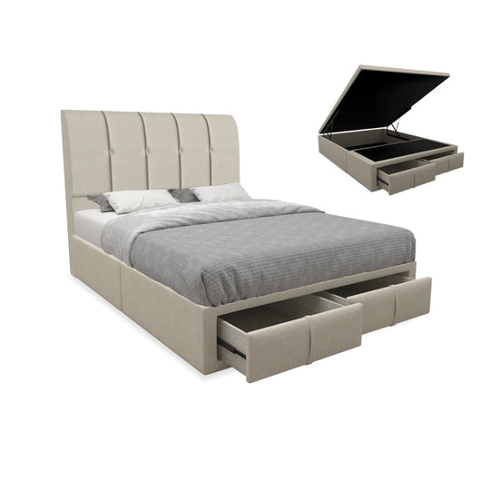 Lucas Fabric Drawer Storage Bed with Drawer Front