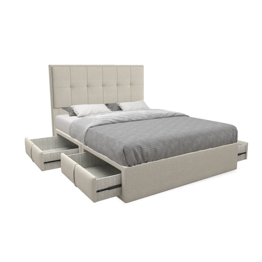 Carson Fabric Drawer Bed with Drawer Left and Right Queen & King