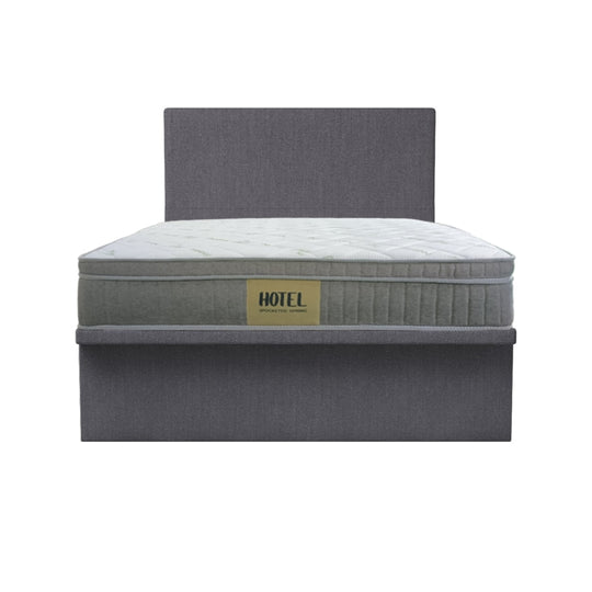 Willow Fabric Storage Bed Set With Hotel Pocketed Spring Mattress 10 Inch