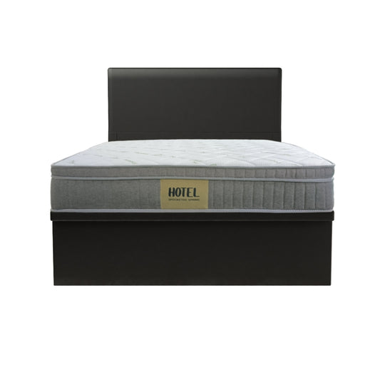 Willow Faux Leather Storage Bed Set With Hotel Pocketed Spring Mattress 10 Inch