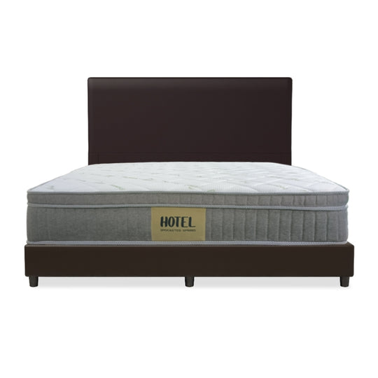 Entice Faux Leather Bed Set With Hotel Pocketed Spring Mattress 10 Inch