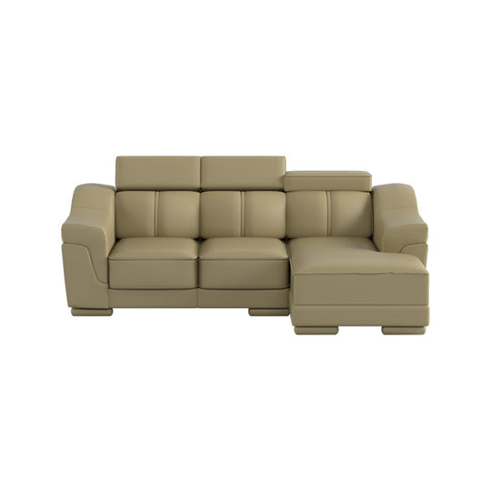 Lyla Half Leather Cowhide 2 Seater With Chaise Sofa