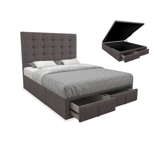 Luis Fabric Drawer Storage Bed with Drawer Front