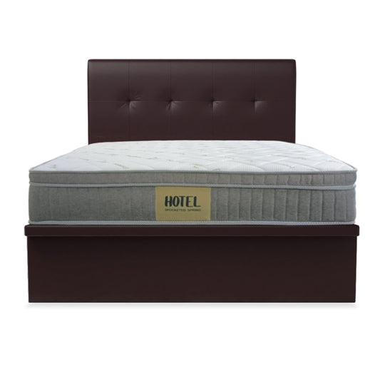 Alice Faux Leather Storage Bed Set With Hotel Pocketed Spring Mattress 10 Inch