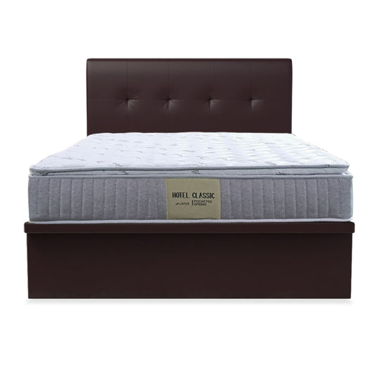 Alice Faux Leather Storage Bed Set With Hotel Classic Bamboo Latex Mattress 10 Inch