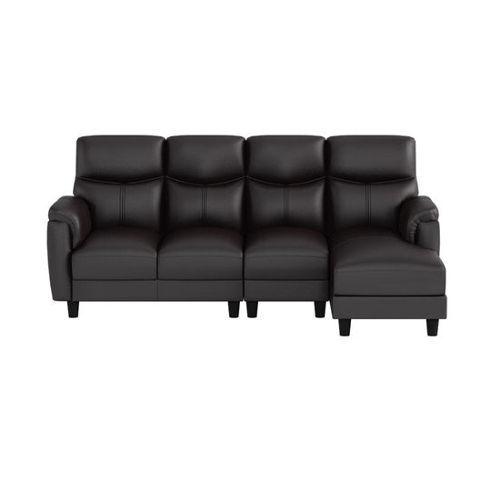 Helen Half Leather Cowhide 3 Seater With Chaise Sofa