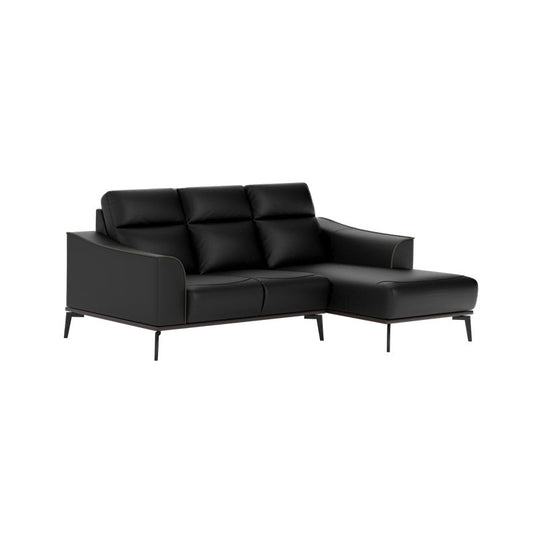 Gianna Half Leather Cowhide 2 Seater With Chaise Sofa