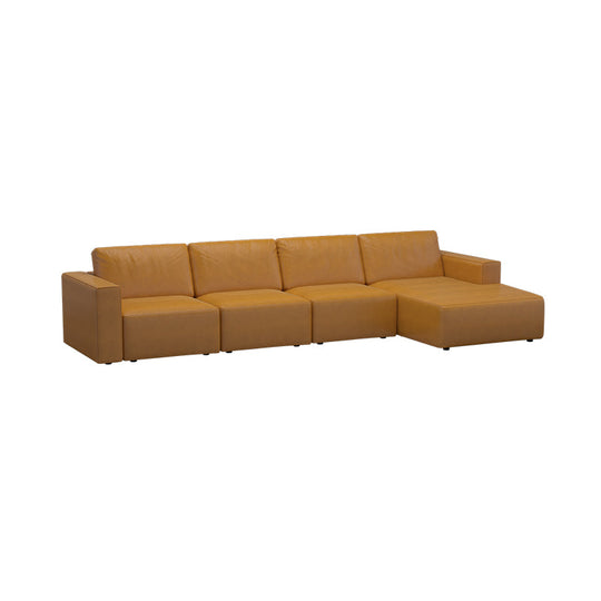 Jade Leathaire 3 Seater With Chaise Sofa