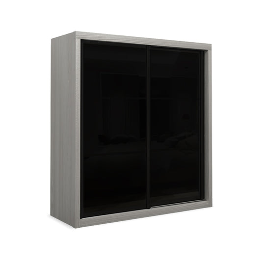 Kotto Modular Wardrobe with Black Glass White Wash 7FT