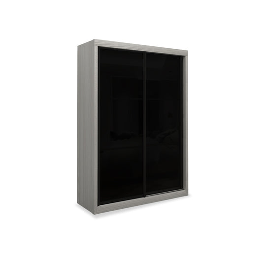 Kotto Modular Wardrobe with Black Glass White Wash 5FT
