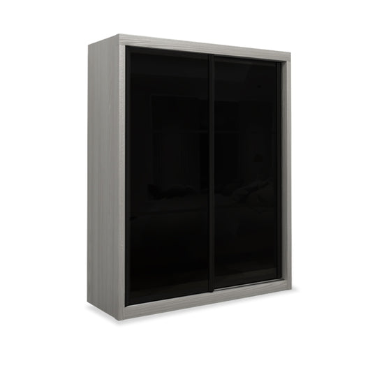 Kotto Modular Wardrobe with Black Glass White Wash 6FT