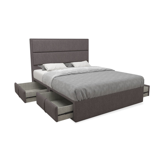 Calixto Fabric Drawer Bed with Drawer Left and Right Queen & King