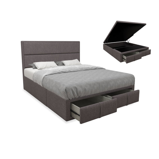 Calixto Fabric Drawer Storage Bed with Drawer Front