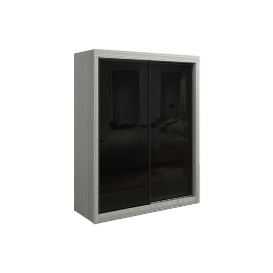JAMIE Sliding Full Black Glass Wardrobe 5FT