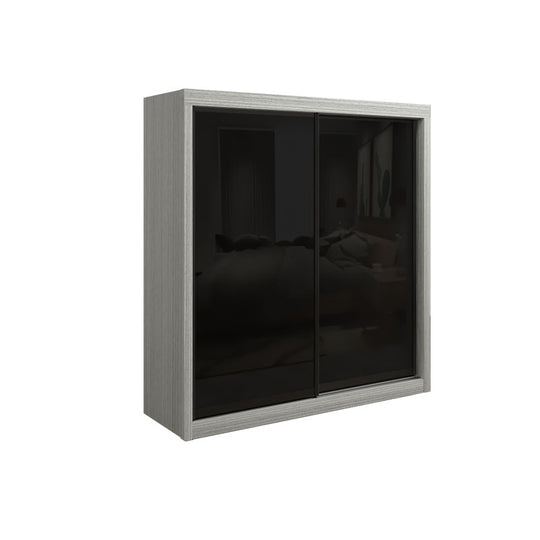 JAMIE Sliding Full Black Glass Wardrobe 6FT