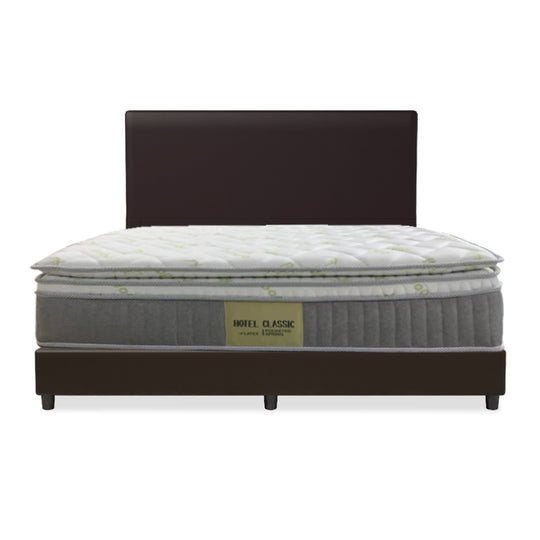 Entice Faux Leather Bed Set With Hotel Classic Latex Pocketed Spring Mattress 13 Inch