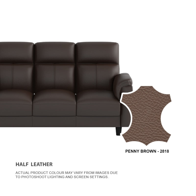 Helen Half Leather Cowhide 3 Seater
