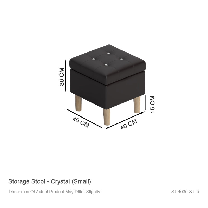 Lilly Faux Leather Storage Stool Crystal Model with Leg 15Cm